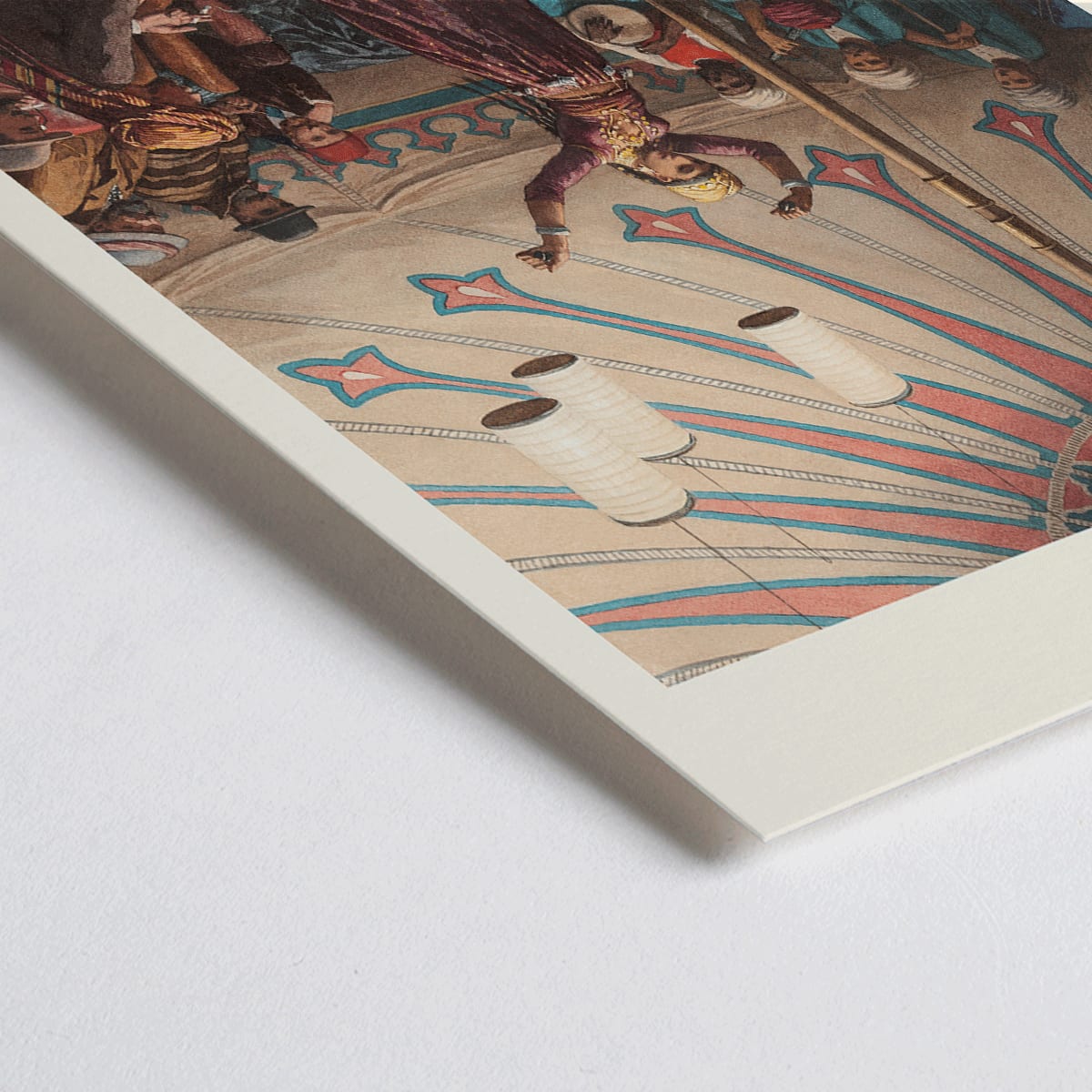 Closeup detail of Egyptian dancer performing in a tent with musicians and spectators poster artwork by Willem de Famars Testas