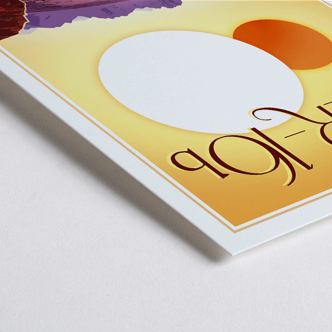 Closeup detail of Astronaut on rocky alien landscape with twin suns in the sky Relax on Kepler-16b NASA space poster