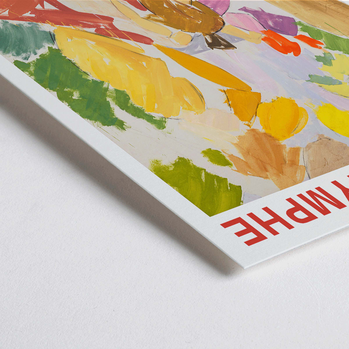 Closeup detail of Faun and Nymphe by Edvard Weie vibrant abstract painting poster with colorful brushstrokes and bold figures