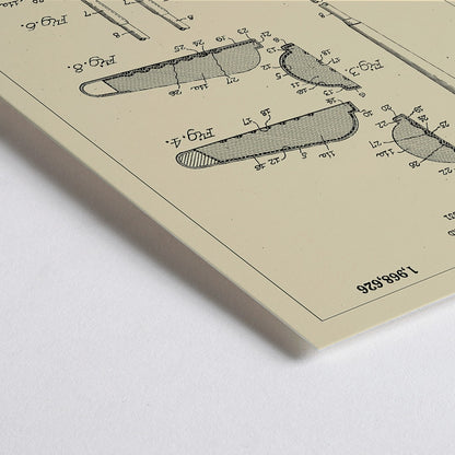 Closeup detail of L A Young Resilient Golf Club Head Patent Illustration Design Drawings and Poster with Technical Specifications