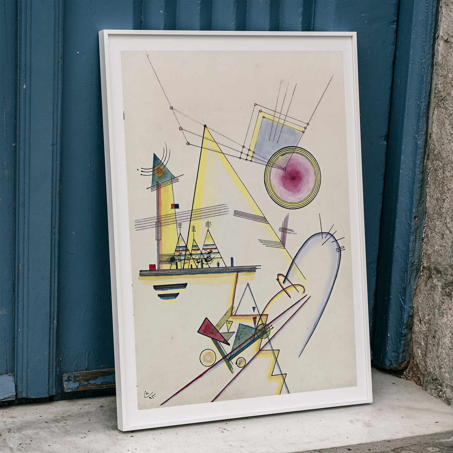 Abstract geometric shapes and lines in Zartes Gemut Delicate Soul by Wassily Kandinsky poster wall art, framed and displayed in home decor